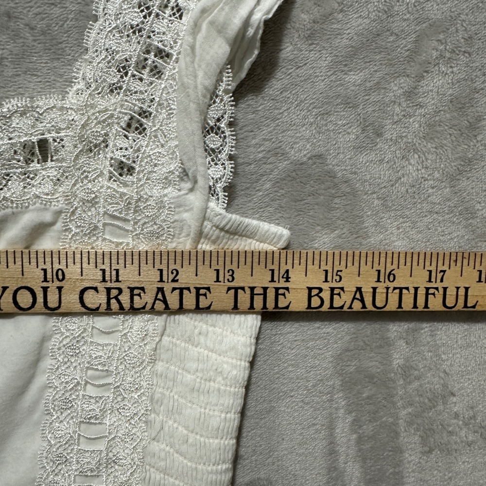 Free People Ivory Verona Square-Neck Crochet Lace Raw-Hem Mini Dress Sz S/P - Picture 9 of 10